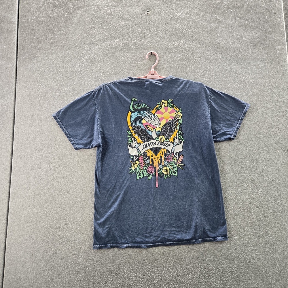 Santa Cruz Men Shirt S Blue Graphic Eagle Snake Streetwear Logo‎ Short Sleeve